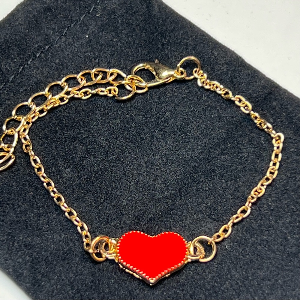 3/$15 NEW Red Heart Gold Bracelet Anklet